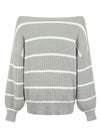 Explore More Collection - Striped Dropped Shoulder Pullover Sweater