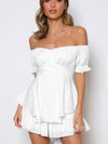 Explore More Collection - Off Shoulder Flounce Sleeve Romper