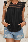 Explore More Collection - Ruffled Round Neck Cap Sleeve Blouse