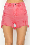 Explore More Collection - RISEN High Waist Frayed Hem Denim Shorts