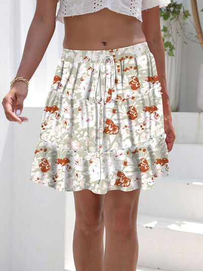 Explore More Collection - Printed Elastic Waist Mini Skirt