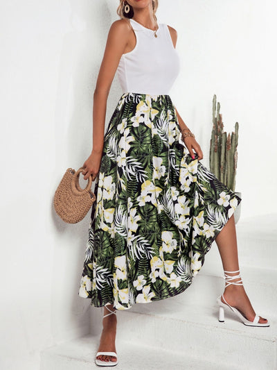 Explore More Collection - Printed Round Neck Sleeveless Dress