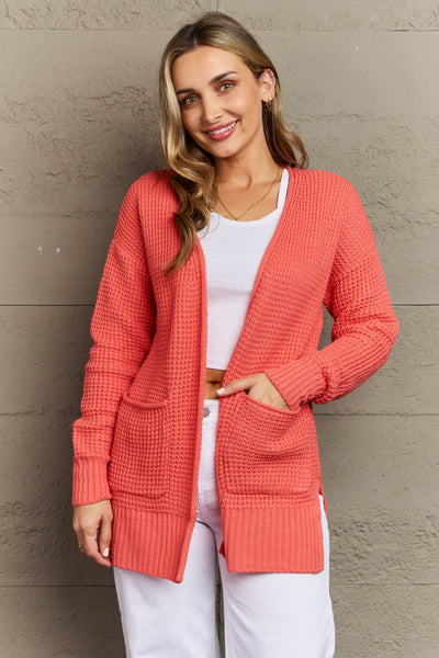 Explore More Collection - Zenana Bright & Cozy Full Size Waffle Knit Cardigan