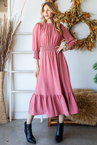 Explore More Collection - Reborn J Ruffle Hem Smocked Midi Dress