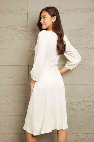 Explore More Collection - Culture Code Full Size Surplice Flare Ruching Dress