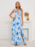 Explore More Collection - Slit Backless Printed Halter Neck Dress