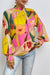 Explore More Collection - Floral Smocked Lantern Sleeve Mock Neck Blouse