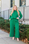 Explore More Collection - Double Take Full Size Textured Long Sleeve Top and Drawstring Pants Set