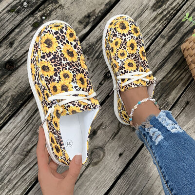 Explore More Collection - Printed Round Toe Flat Sneakers