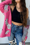 Explore More Collection - Animal Pattern Open Front Long Sleeve Cardigan