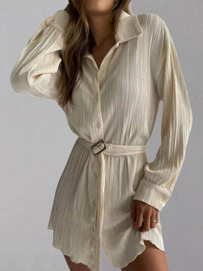 Explore More Collection - Button Up Dropped Shoulder Shirt Dress