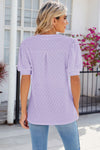 Explore More Collection - Eyelet Notched Puff Sleeve T-Shirt