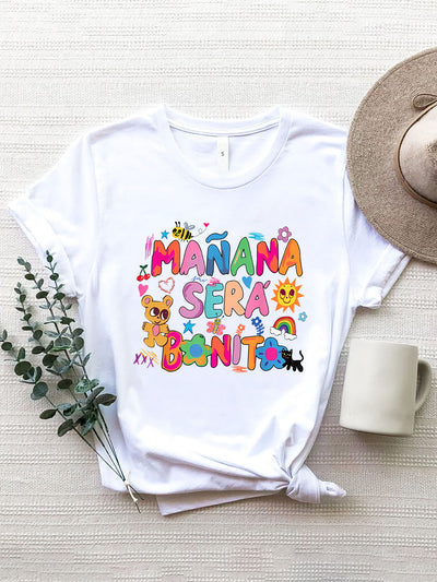 Explore More Collection - Letter Graphic Round Neck Short Sleeve T-Shirt