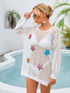 Explore More Collection - Sequin Star Round Neck Long Sleeve Cover Up