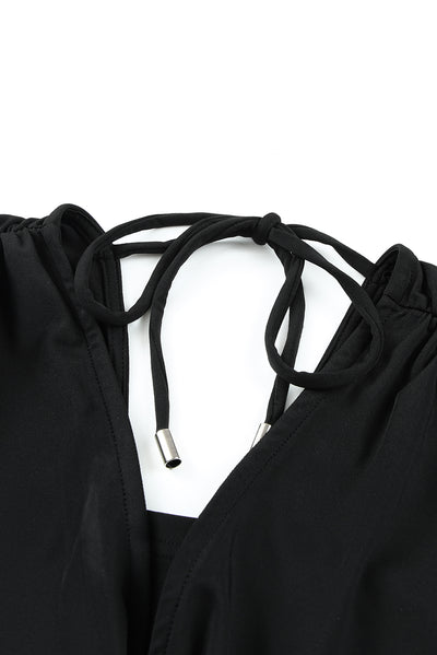 Explore More Collection - Tied Open Back Plunge Jumpsuit