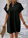 Explore More Collection - Pocketed Round Neck Short Sleeve Dress