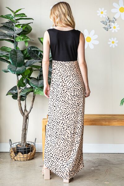 Explore More Collection - Heimish Full Size Slit Animal Print V-Neck Wide Strap Dress