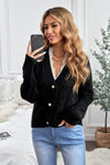 Explore More Collection - Cable-Knit Button Up Dropped Shoulder Cardigan