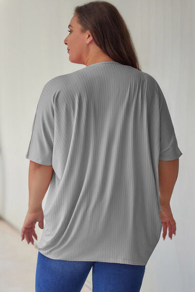 Explore More Collection - Plus Size Ribbed Cocoon Cover Up