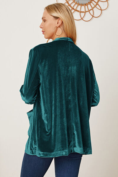 Explore More Collection - Pocketed Open Front Long Sleeve Outwear