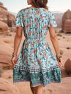 Explore More Collection - Printed V-Neck Flutter Sleeve Dress