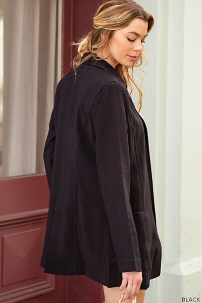 Explore More Collection - Kori America Open Front Long Sleeve Blazer