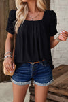Explore More Collection - Eyelet Square Neck Puff Sleeve T-Shirt