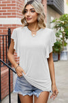 Explore More Collection - Ruffled Notched Cap Sleeve T-Shirt