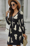 Explore More Collection - Printed Buttoned Long Sleeve Slit Dress