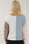 Explore More Collection - Color Block Boat Neck Sweatshirt