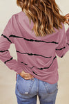 Explore More Collection - Drawstring Striped Dropped Shoulder Hoodie