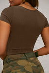 Explore More Collection - Square Neck Short Sleeve Active Bodysuit