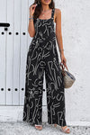 Explore More Collection - Printed Wide Strap Jumpsuit with Pockets