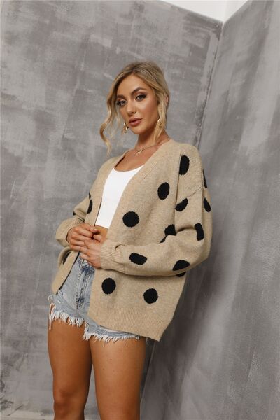 Explore More Collection - Polka Dot Open Front Cardigan