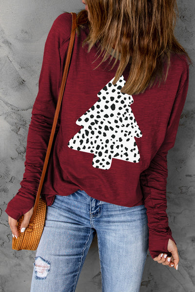 Explore More Collection - Christmas Tree Graphic Long Sleeve T-Shirt