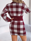 Explore More Collection - Plaid Round Neck Top and Skirt Sweater Set