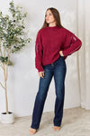 Explore More Collection - Zenana Exposed Seam Mock Neck Long Sleeve Blouse